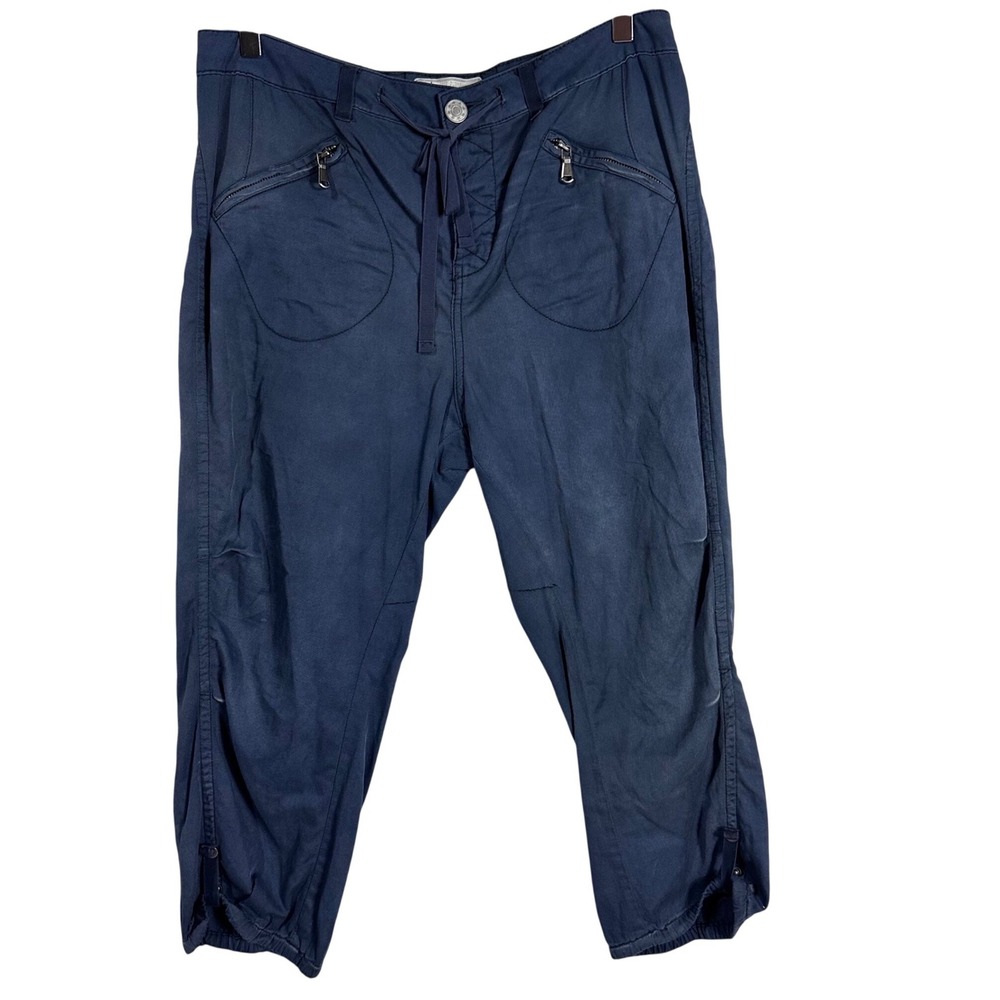 Free People Navy Blue Cropped Utility Jogger Pants 8 Drawstring cargo Pocket